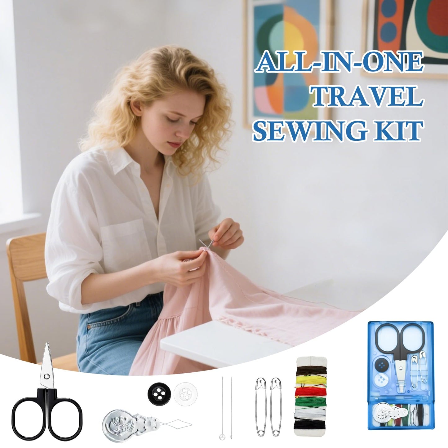25 Boxes Mini Travel Sewing Kit Quick Fix Sewing Kits Bulk Basic Portable Pre Threaded Needle Emergency Repair Tool for Christmas Gifts Beginner Traveler Home Hotel (Blue)