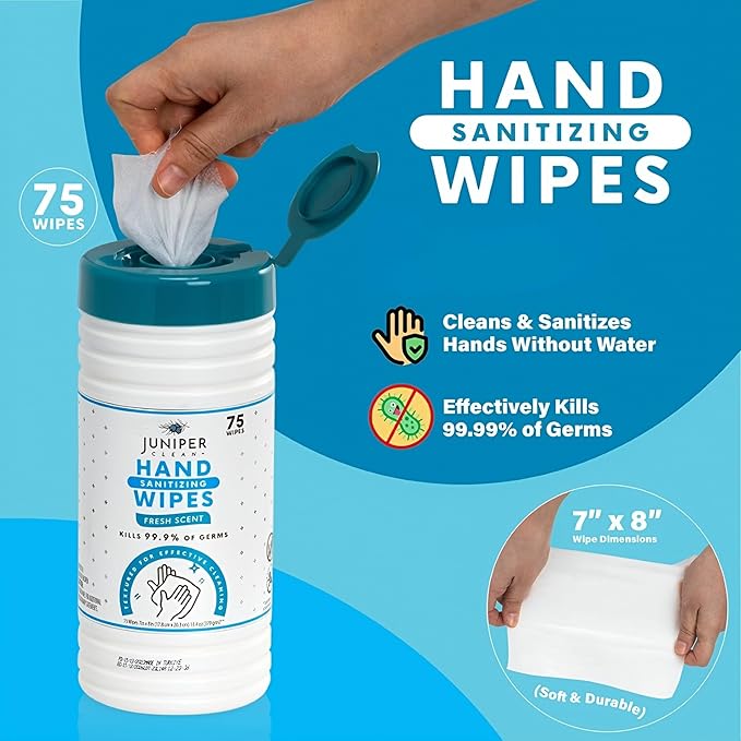 6 Pack Canister Hand Sanitizing Wipes, 450 Count Canister Disposable Hand Sanitizer Wipes, Fresh Scent, Lint Free & Durable