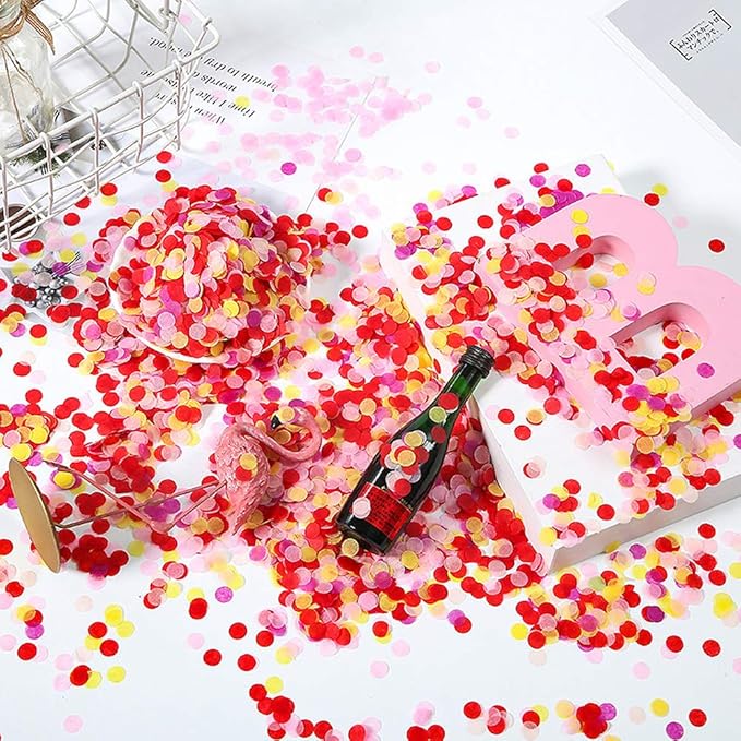 Red Paper Tissue Confetti 15mm Circles for Filled Balloons or Table Party Decoration - 5000 Pcs