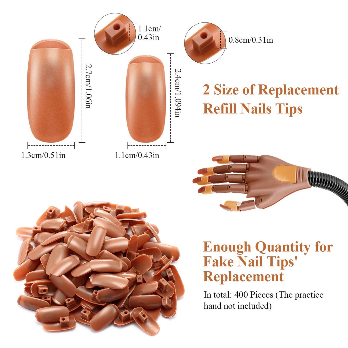 300pcs Practice Nail Tips with Strong ABS Material for Nail Art DIY, Salon Practice, and Training Practice Hand Acrylic Nails Tips