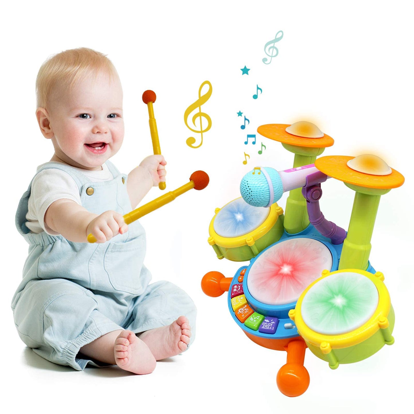 Drum Set for Toddlers, Kids Musical Instruments, Toys for Boy Birthday Gifts, Electric Drum Kit for Babies Boy Girl
