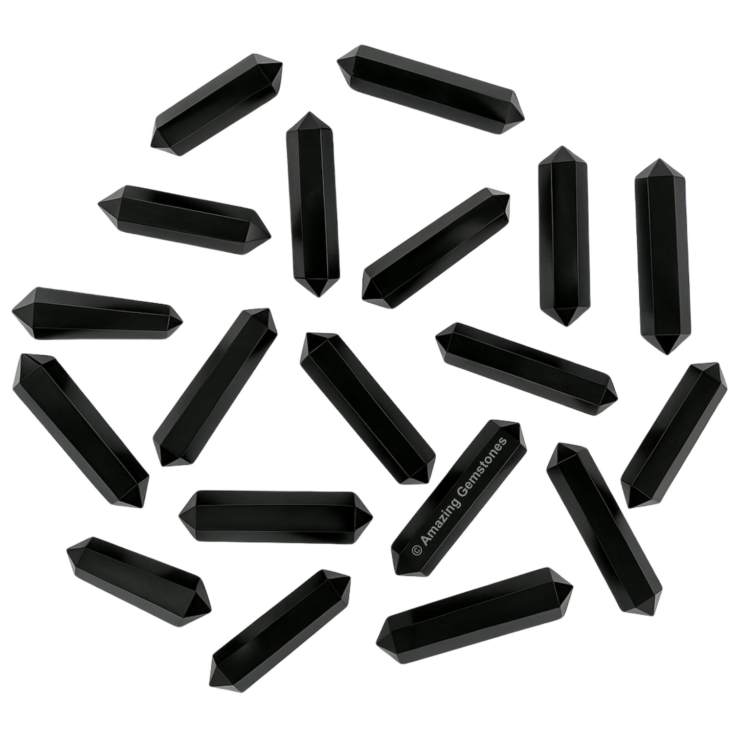 Amazing Gemstone Black Obsidian Crystal Points Bulk Healing Crystals and Stones - Pack of 3 Double Terminated Healing Wand Point Bulk Crystals for Crafts, Crystal Grid, DIY Work - Premium Crystals
