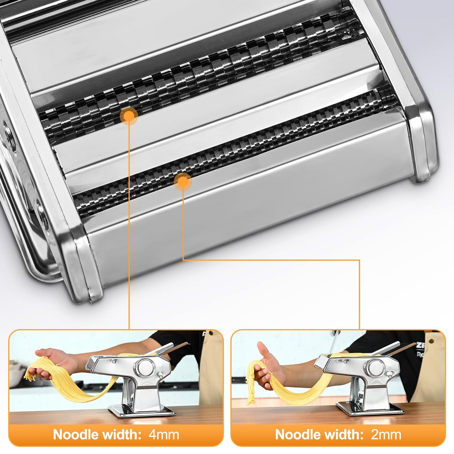 FrutPunch Manual Pasta Maker Machine, 9 Adjustable Thickness Settings, Roller and Cutter for Spaghetti, Fettuccine, Lasagna