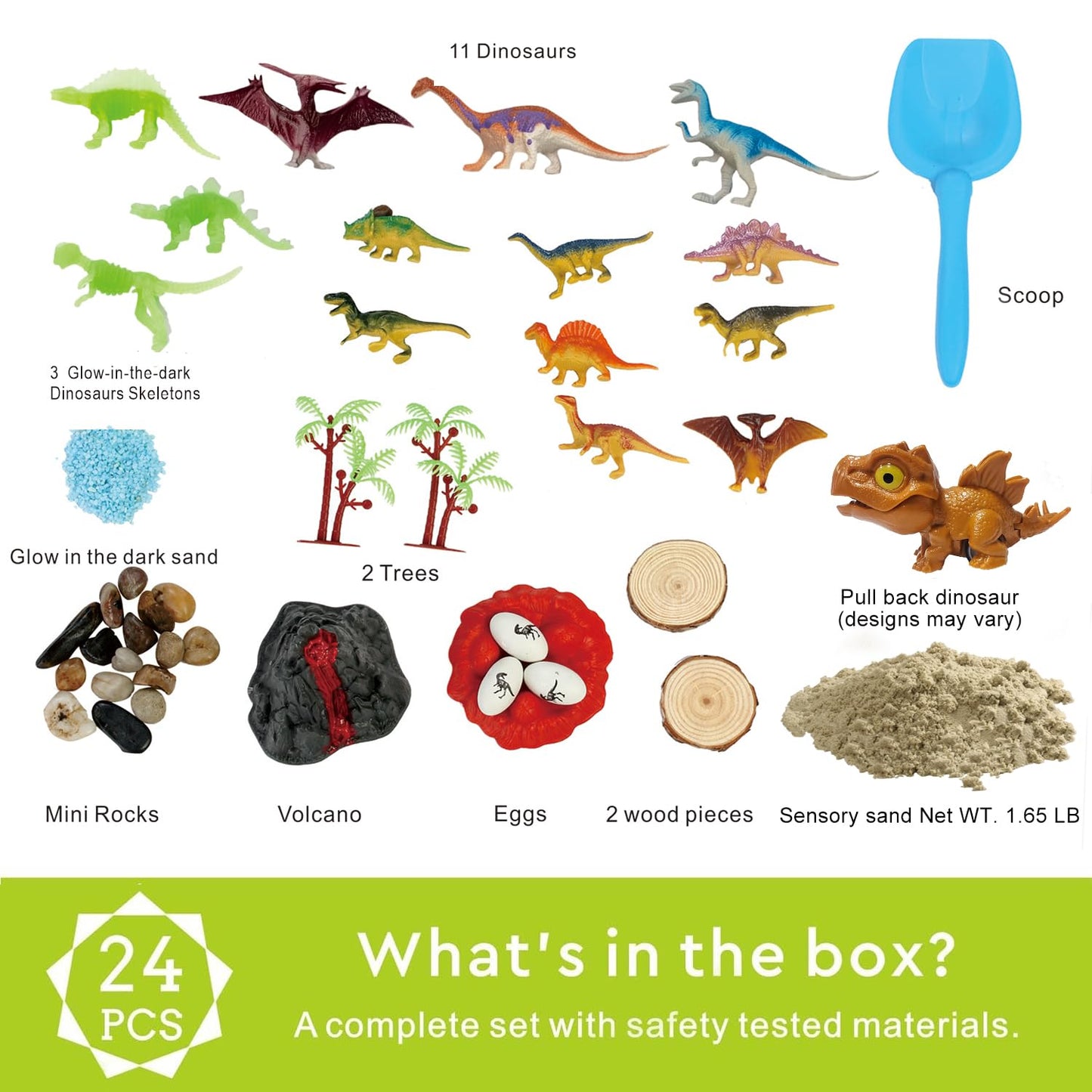 Carolart Dinosaur Sensory Bin,Dinosaur Toys for Toddler Boys and Girls,Include Glow in The Dark Dinosaur,Easy Storage Sensory Toys…