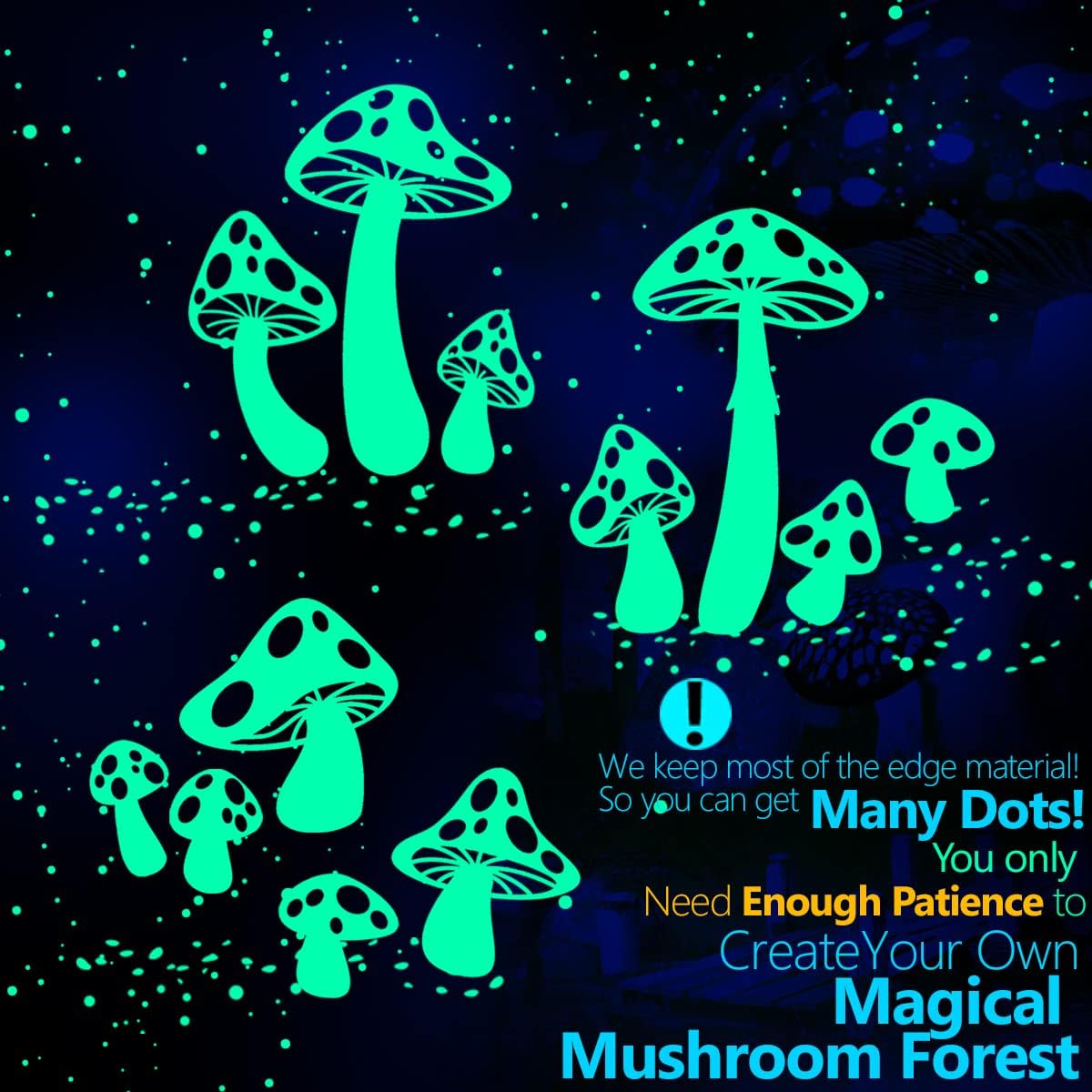 Glow in The Dark Stars - Glow in The Dark Stars for Ceiling - Glow in The Dark Stickers for Ceiling for Wall Decor Murals Decals for Art Decor Ceiling Kids Babys Bedroom Room Decorations (Mushroom)