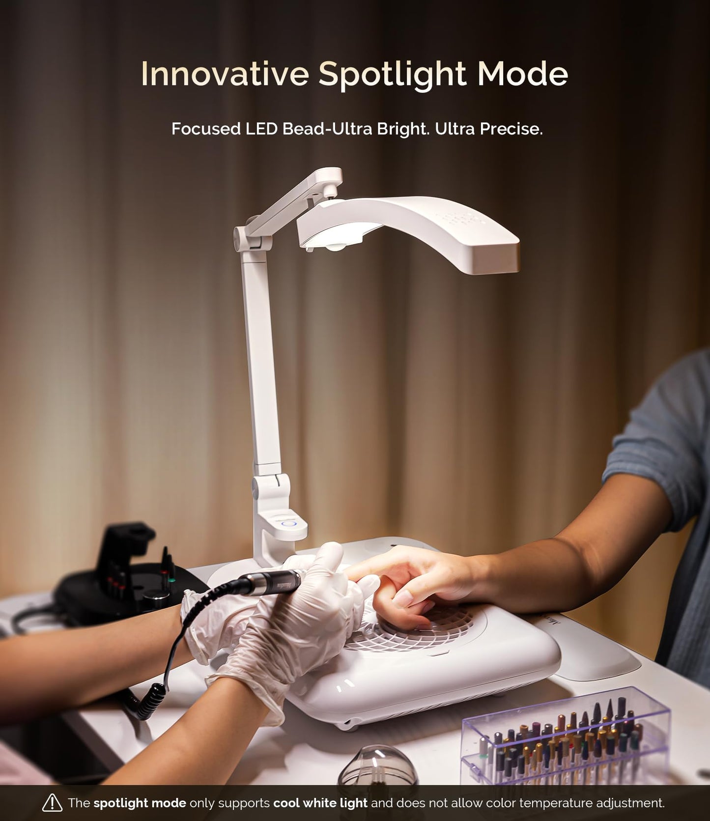 MelodySusie LED Manicure Table Lamp for Nail Techs, S-Pro29G Professional Nail Desk Light with Magnetic UV Curing Lamp, Adjustable Arm, Dimmable Brightness & 3 Color Temps for Gel Nails & Nail Art