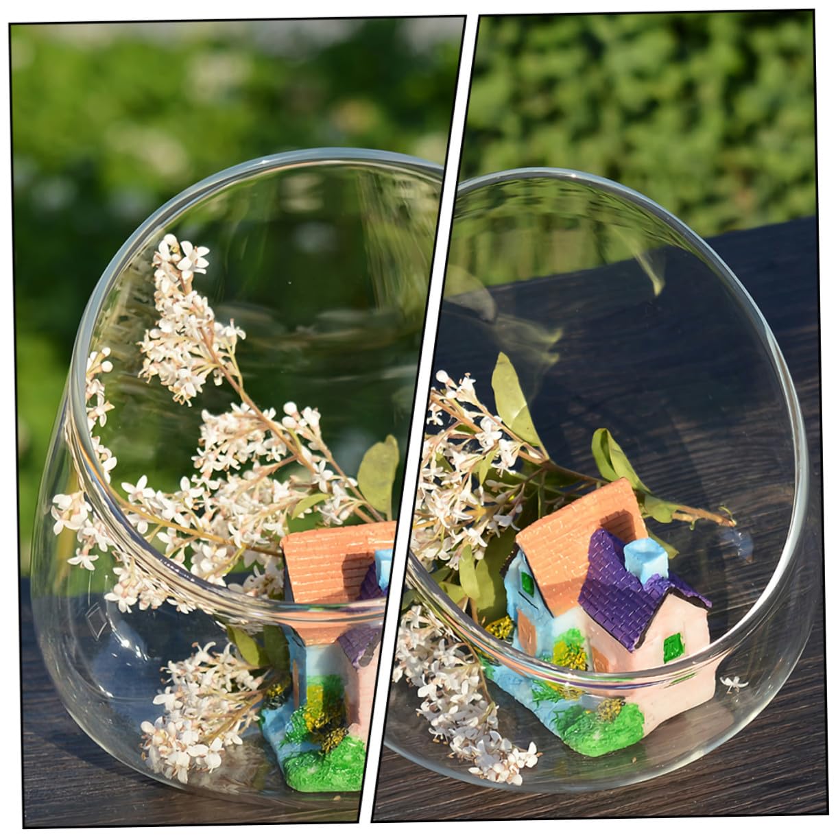 ABOOFAN 3pcs Glass Slant Cut Terrarium Bottles for Plant Display Decorative Landscape Ornaments for Home Desk Shelf and Dining Table Decor