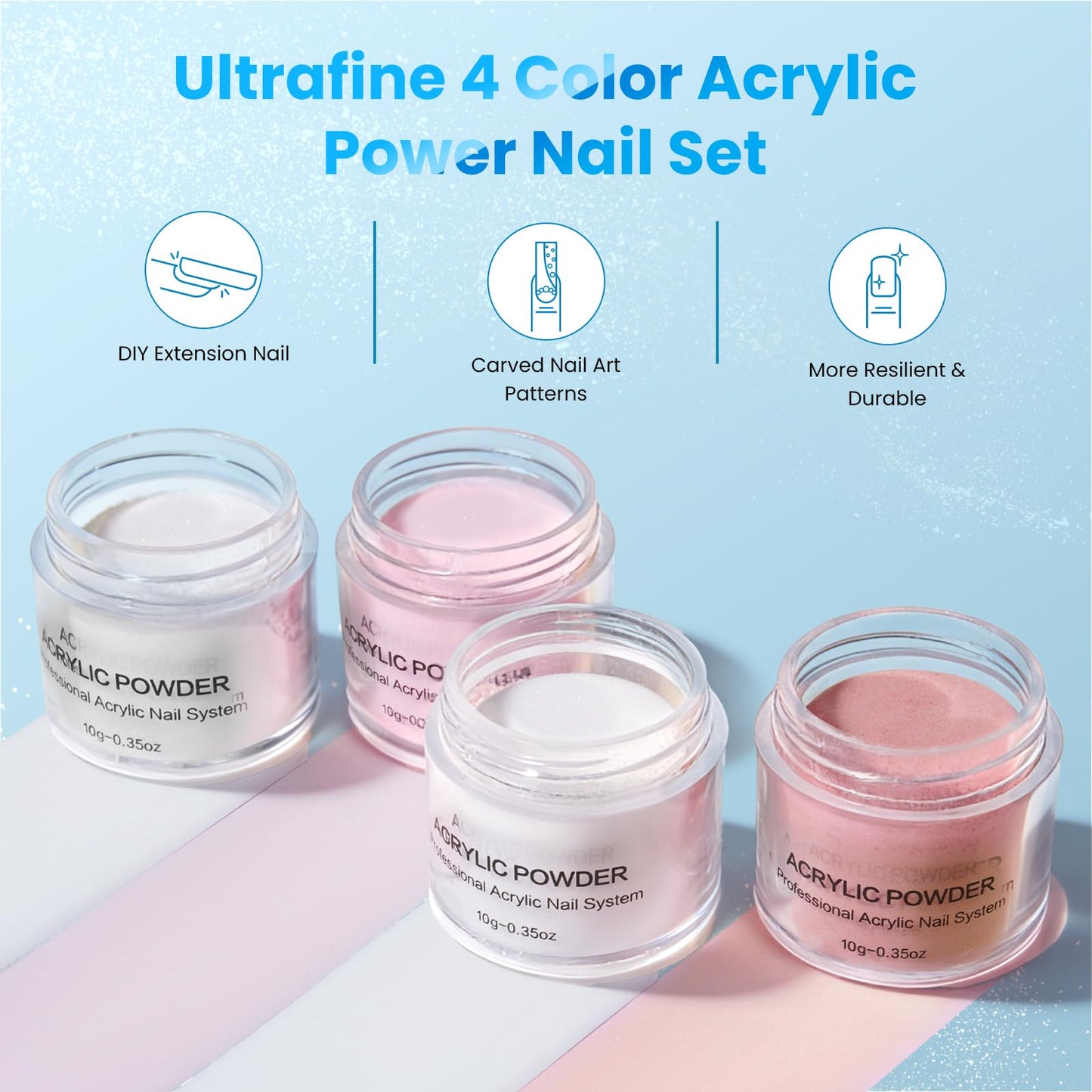 Nail Kit for Beginners with Everything: Acrylic Nail Set Professional Drill Powder Liquid Starter Kits with U V Lamp in Cosmetic Gift Bag for Women Salon Home(Blue)