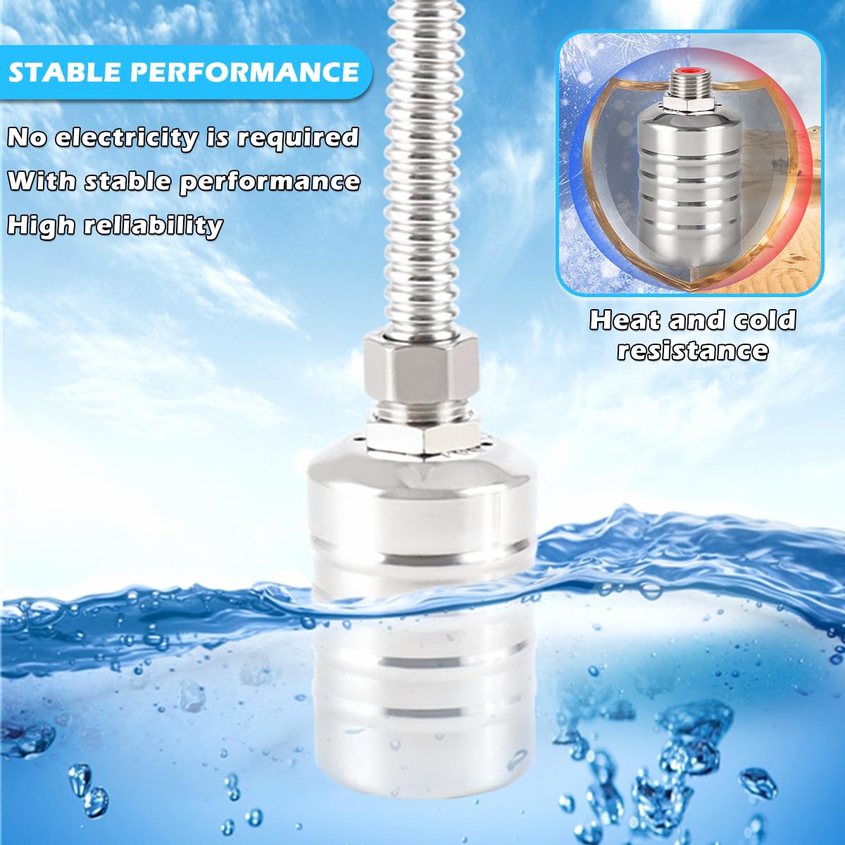 2PCS Stainless Steel Mini Floating Ball Valve, Automatic Water Level Controller for Tank (#D 1/2 '' Side Water Intake)