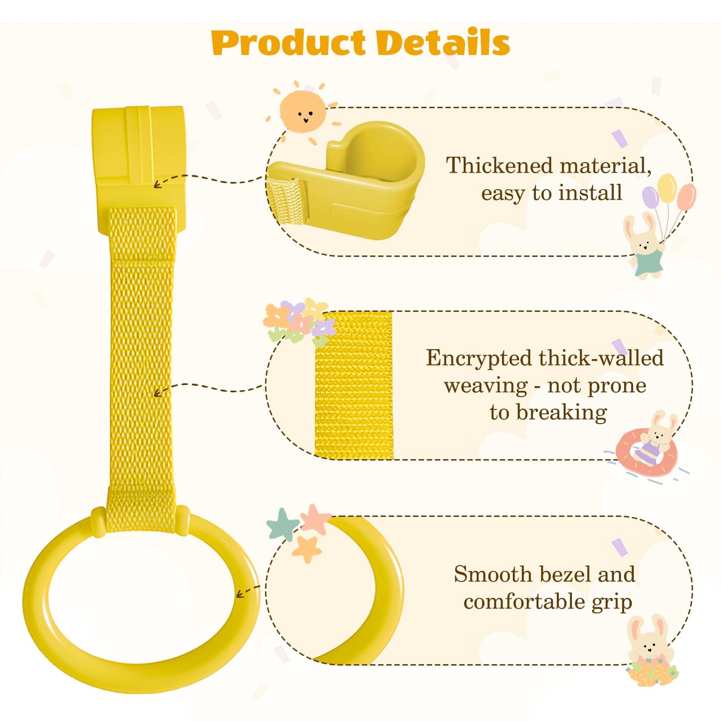 LBOYO 8Pcs Baby Playpen Pull up Rings, Premium Baby Pull up Rings for Play Pen Standing up, Plastic Safety Walking Exercises Assistant Rings for Infants Babies Toddler, 4 Colors.