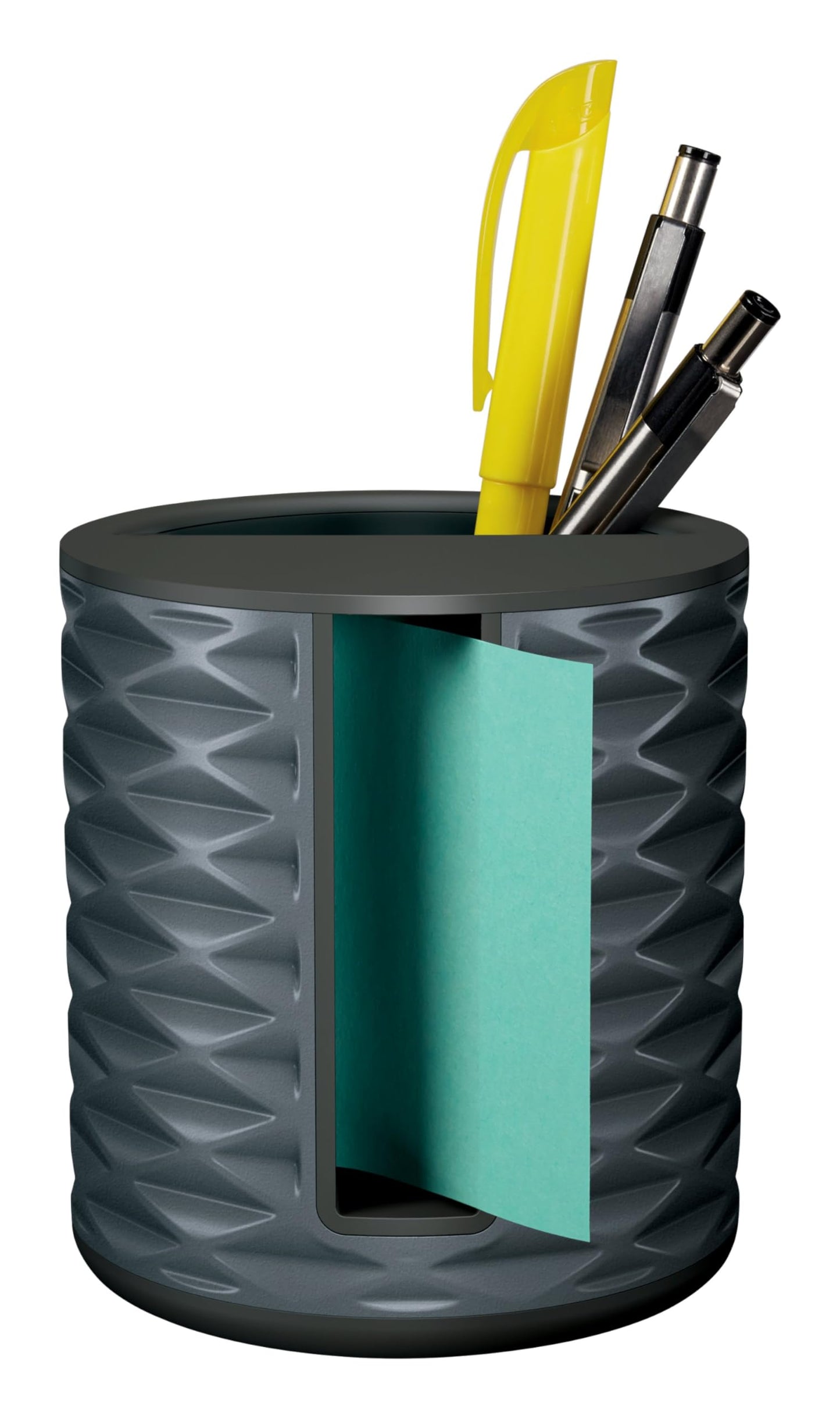 Post-it Note Dispenser, Vertical Design, Pop-Up Notes, Black with Grey Geometric Pattern, 1 Aqua Splash 3 in x 3 in Super Sticky Note Pad