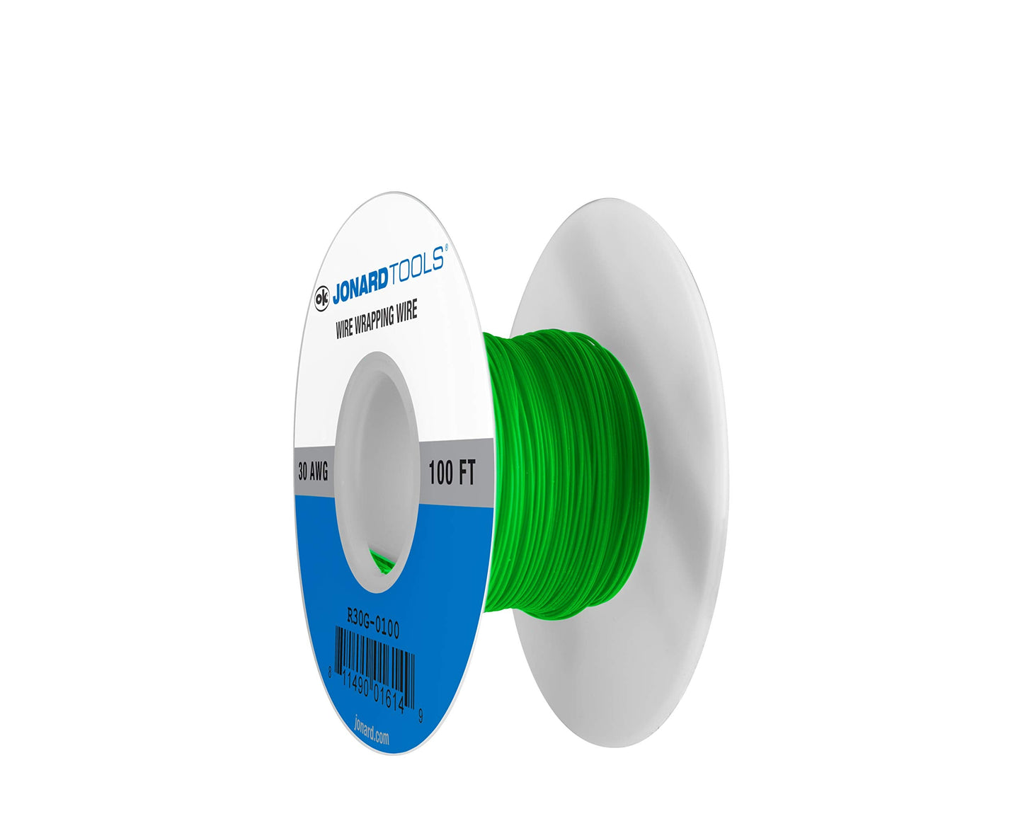 Jonard Tools R30G-0100 Green Insulated Kynar Copper Wire Roll, 30 AWG, 100 ft Length