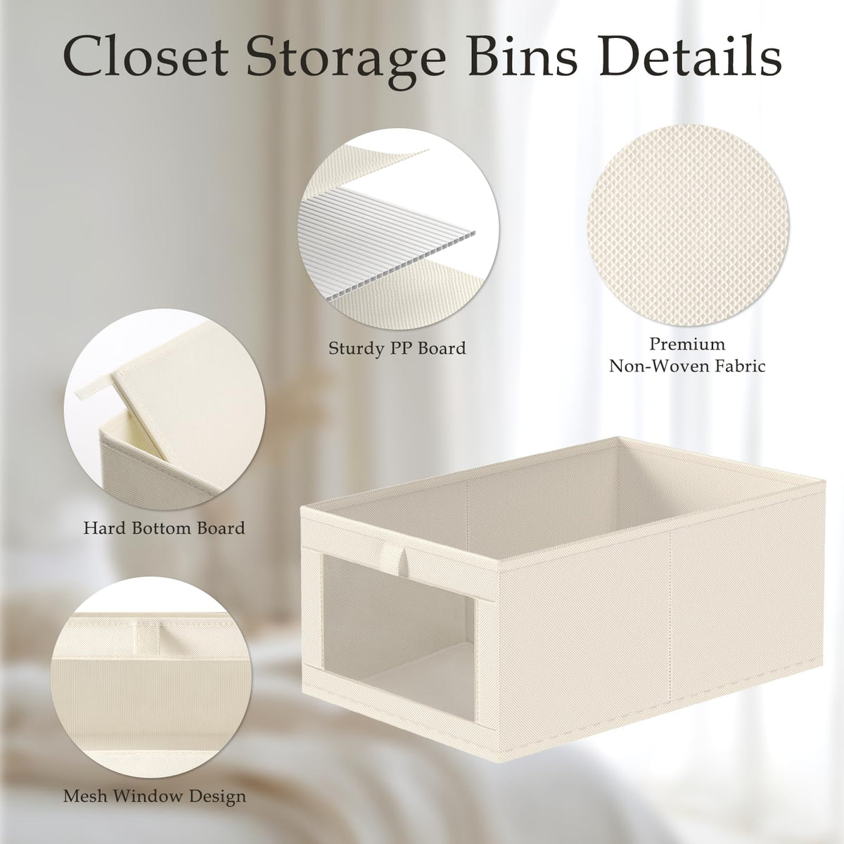Beige Linen Closet Organizers and Storage (8 Count)