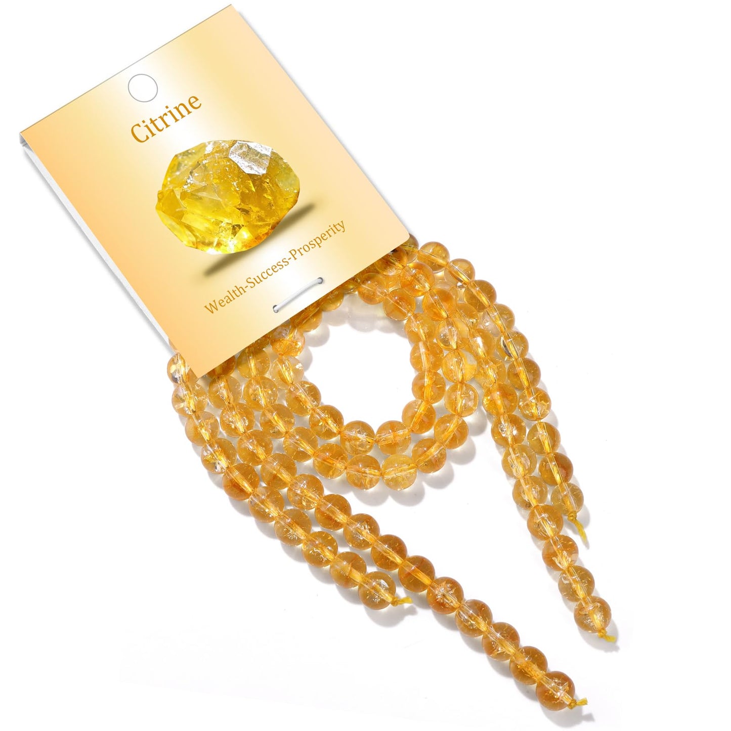 Risyfjew 100PCS 8mm Natural Citrine Beads Gemstone Round Loose Beads for Jewelry Making Chakra Crystal Stone Beads for Bracelets Necklace Earrings Making Supplies (100pcs/Strand)