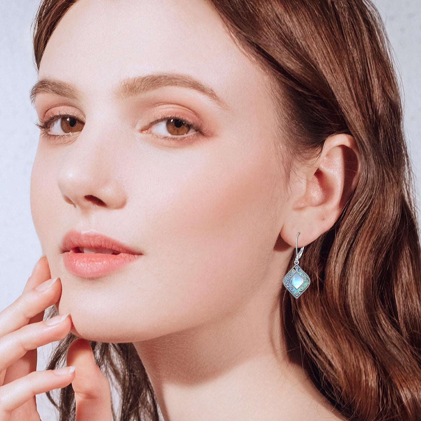 AINFQY Abalone Dangle Earrings for Women 925 Sterling Silver Filigree Teardrop Drop Earrings Moonstone Abalone Shell Jewelry Gifts