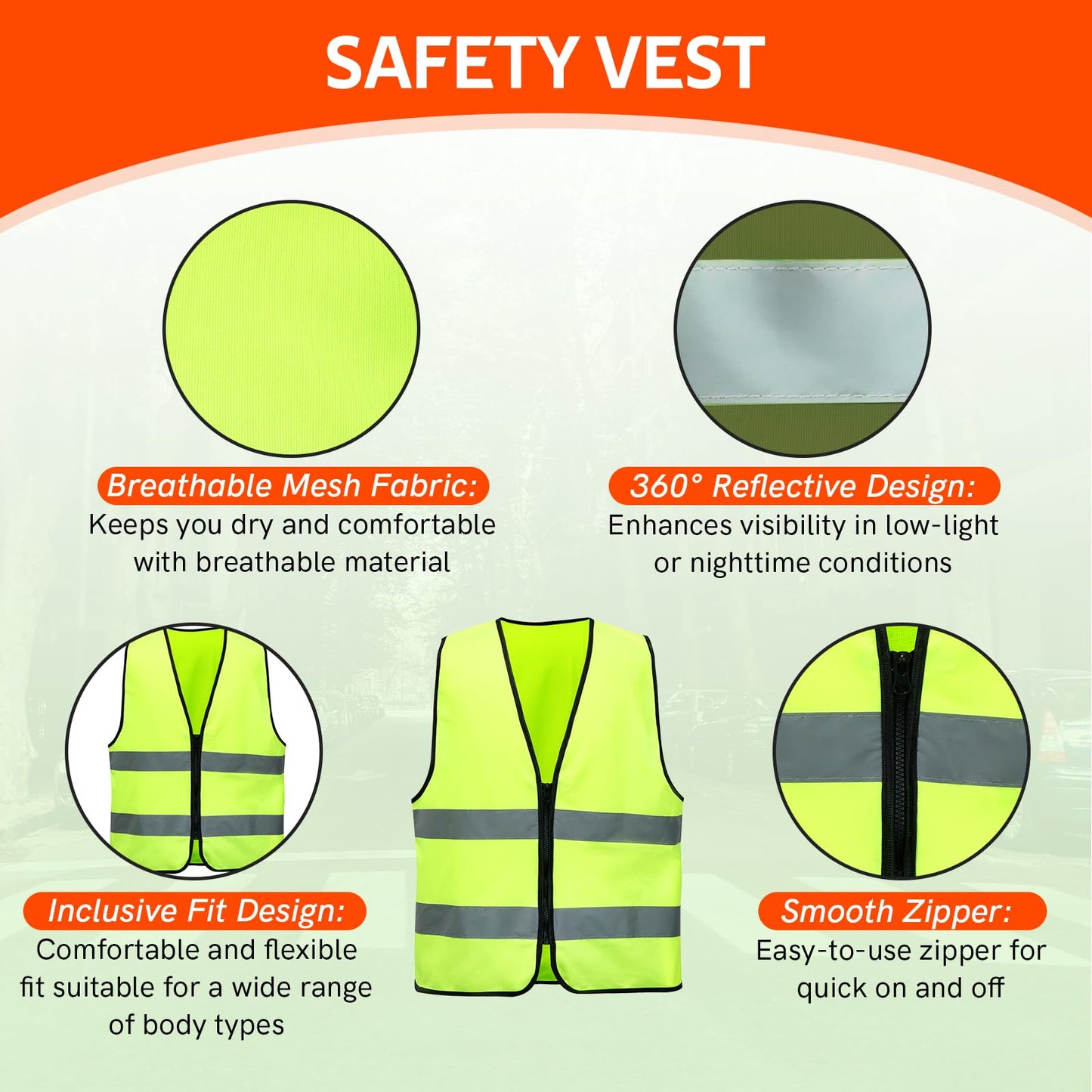 MYFULLY 2 Pack Emergency Warning Triangle and Reflective Safety Vest Set – Foldable Reflective Roadside Triangles, Essential Car Emergency Kit for Vehicle Breakdowns and Road Safety