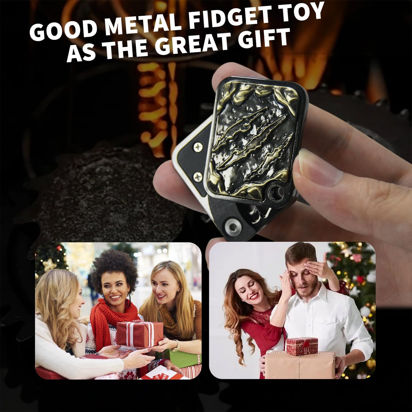 SKEDC Dragon Fidget Slider - Metal Fidget Slider for Adults, Executive Desk Toy, Stress Relief & Focus Enhancing Stocking Stuffers for Men Teens