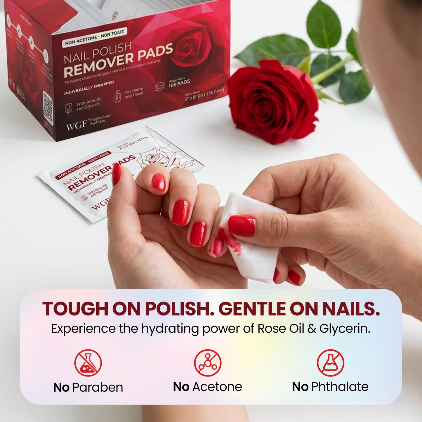 Nail Polish Remover Pads - 100 Pack - Non-Acetone - Individually Wrapped Wipes - Gentle Formula - Fingernail Polish Remover - Bulk Value Set for Home, Salon & Travel