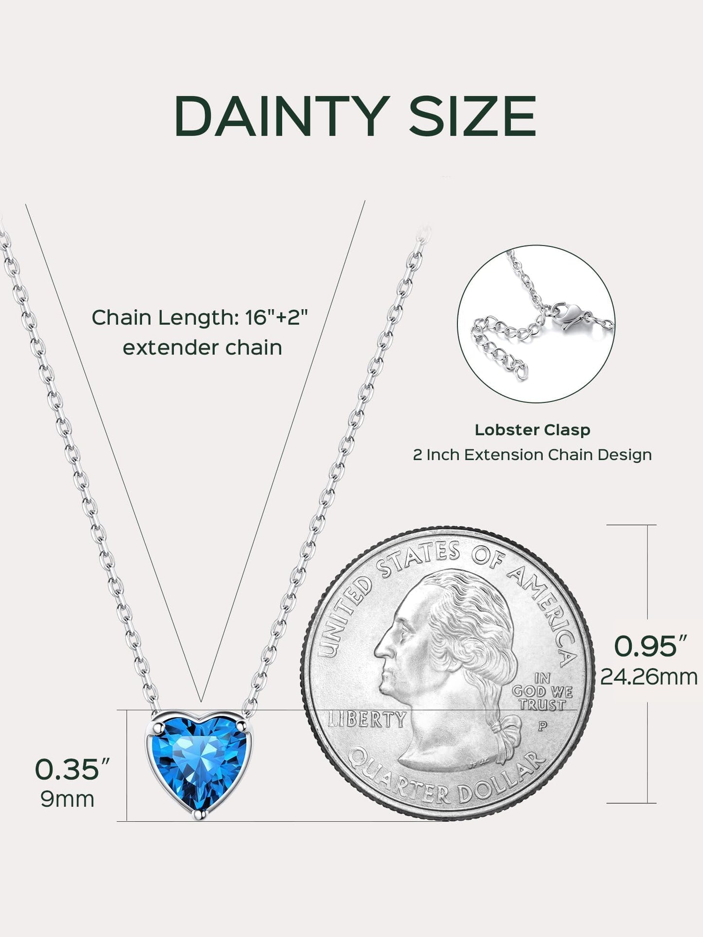 ChicSilver Women Pendant Necklace 925 Sterling Silver Blue Topaz Sapphire December Birthstone Cubiz Zirconia Tiny Heart Necklace Silver Choker Necklace