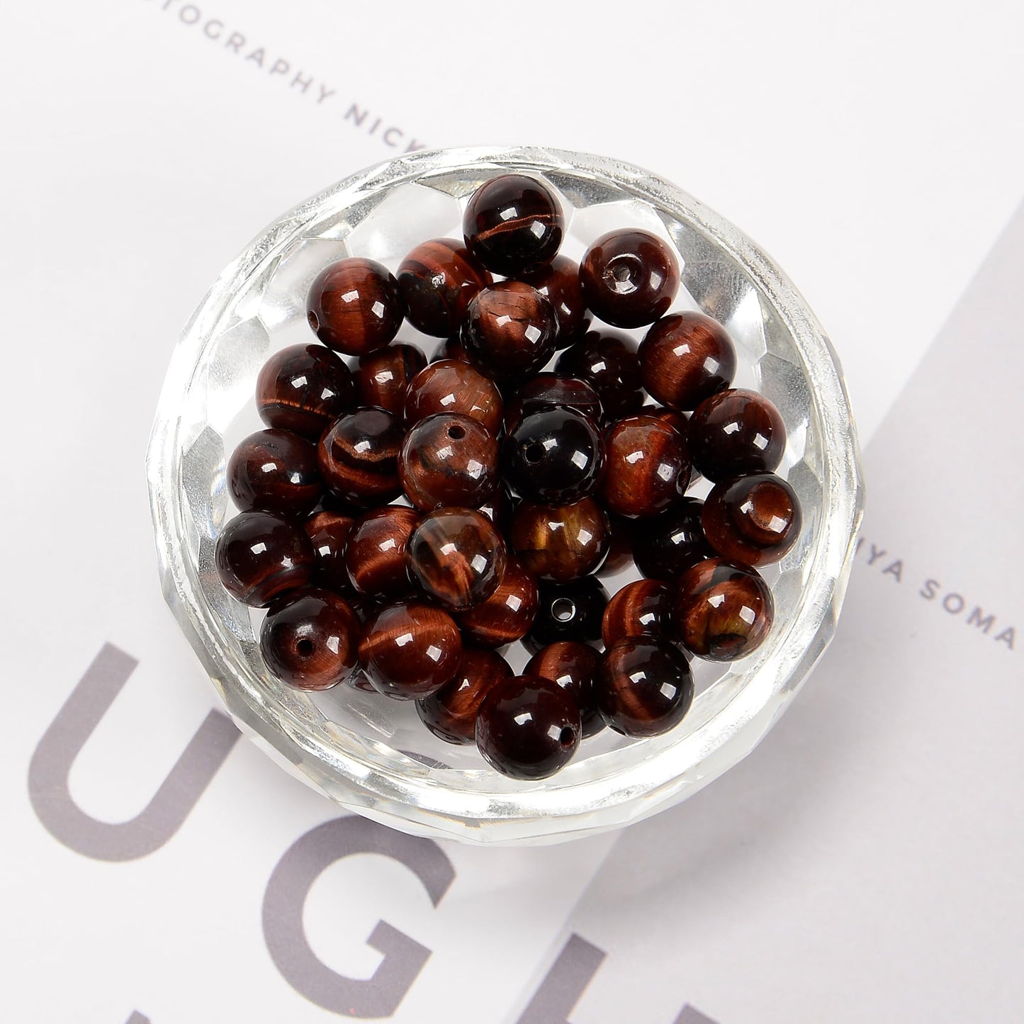 38Pcs Red Tiger Eye 10mm Beads Natural Stone Round Gemstone Genuine Real Stone for DIY Bracelet Jewelry String Making