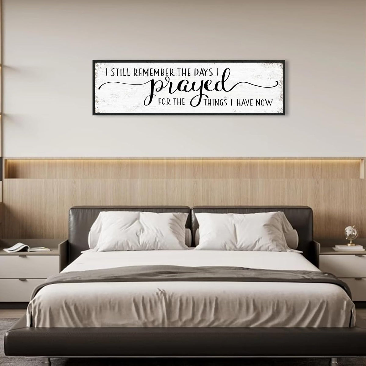 I Still Remember The Days I Prayed for What I Have Now Sign Wall Decor: Christian Wall Decor 16"x48" Large Farmhouse Signs Home Decor for Living Room Modern Master Bedroom Wall Art Above Bed Framed