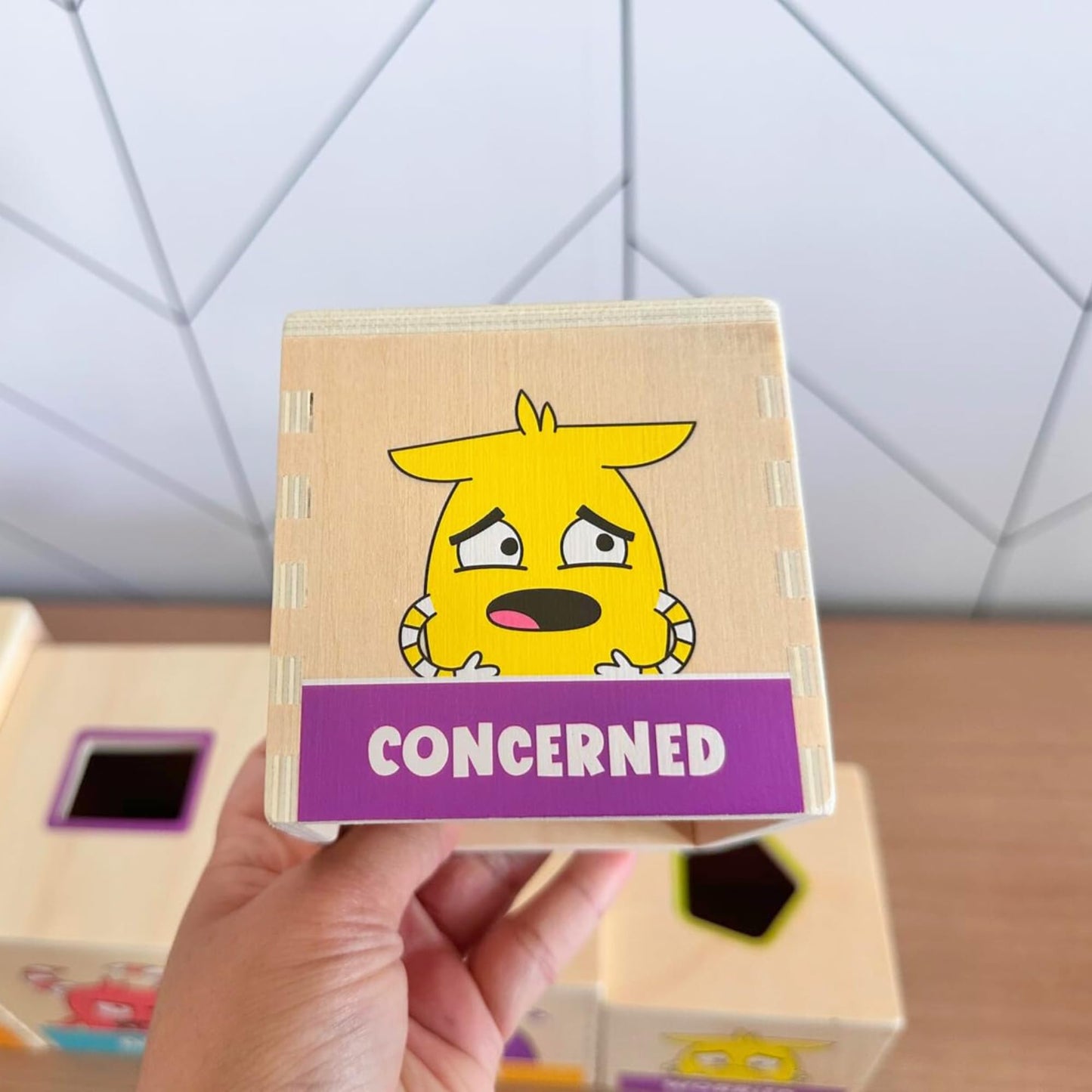 Open The Joy Wooden Tower of Emotions – Stacking Emotional Learning Toy for Toddlers | 5 Emotion Face Blocks + 5 Shape Sorting Blocks | Montessori Toy for Early Development | Ages 12 Months+