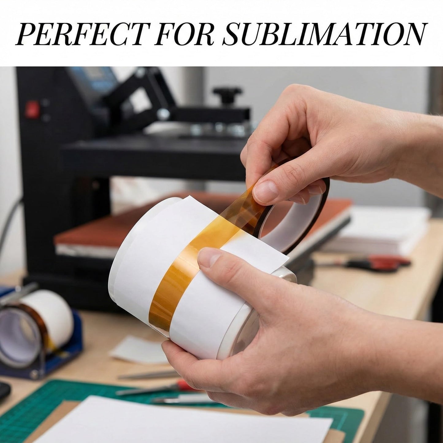 Tavira Heat Tape, 8 Rolls High Temperature Heat Resistant Tape 10mm x 16m (52FT) for Sublimation Transfer, Heat Press, Soldering, Electronics, DIY Craft Use, Total 420 Ft