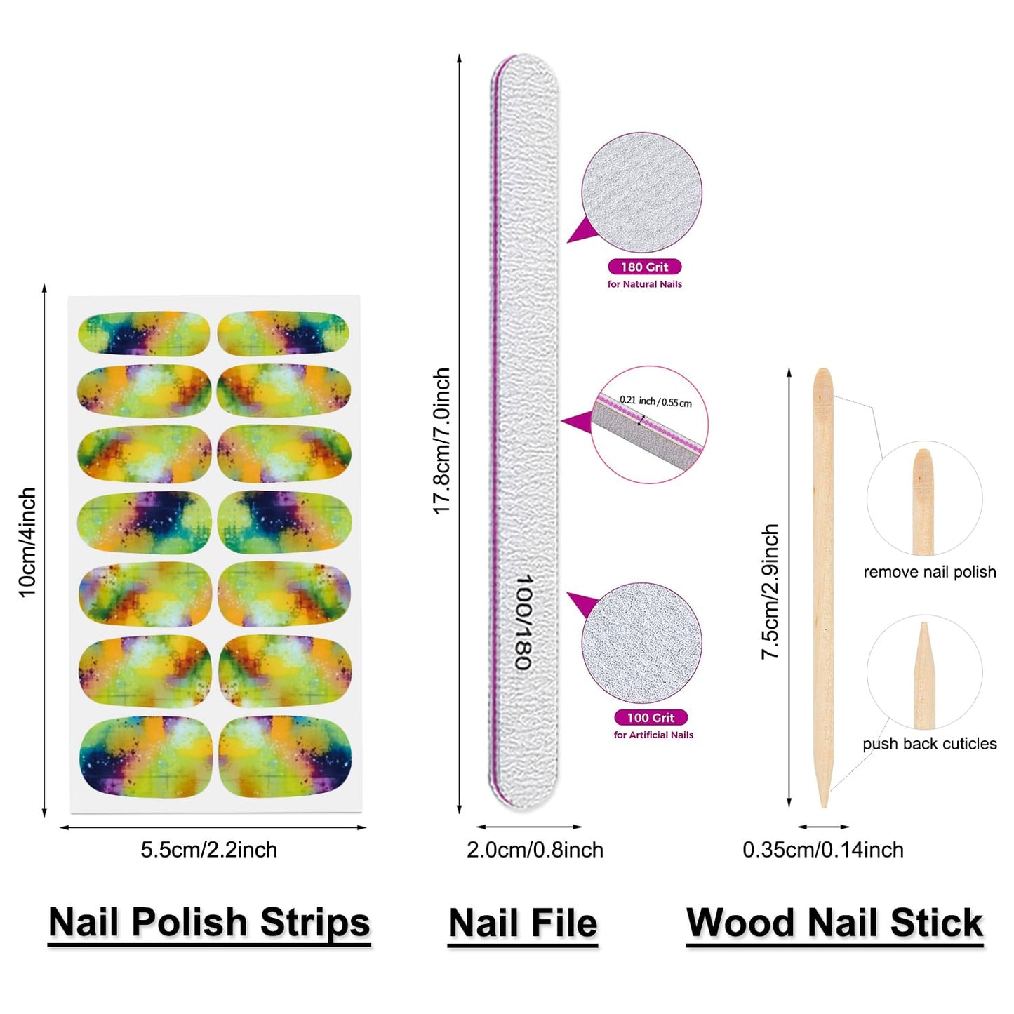 DANNEASY 20 Sheets Color Blending Nail Polish Stickers Full Nail Wraps for Women Marble Fingernails Wrap Self Adhesive Nail Polish Strips Gel Nail Strips with File, Cuticle Stick