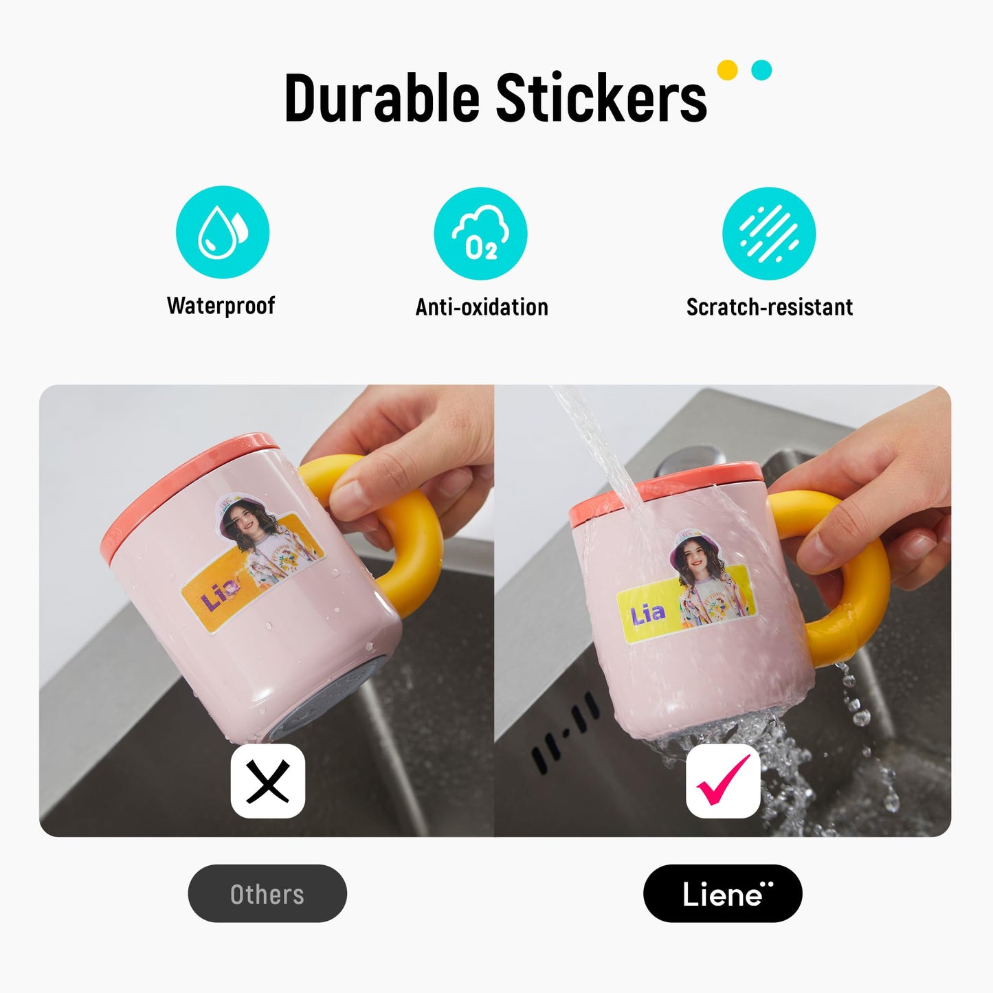 Liene Sticker Paper & Cartridge (Enhanced Adhesion Version) - Includes 2 Ink Cartridge Refills & 72 Sheets of 4x7" Printable Sticker Paper, Dye Sublimation, Compatible Only with Liene PixCut S1