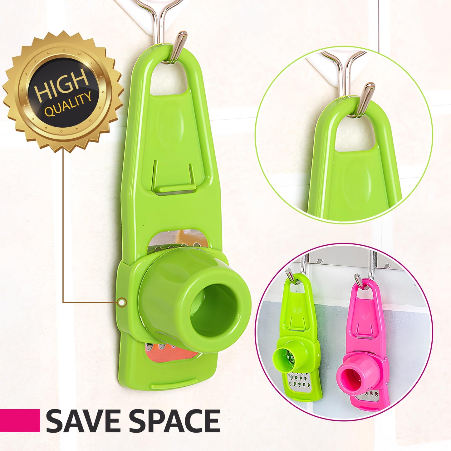 Landkitch-Garlic Grinder (2 Pack)-Hand Garlic Grinder-Small Hand Grinder for Garlic-Garlic Slicer-Garlic Mincer-2025 New Hand Press Garlic Chopper-Garlic Press Hand Specialty Tools (Green + Pink)