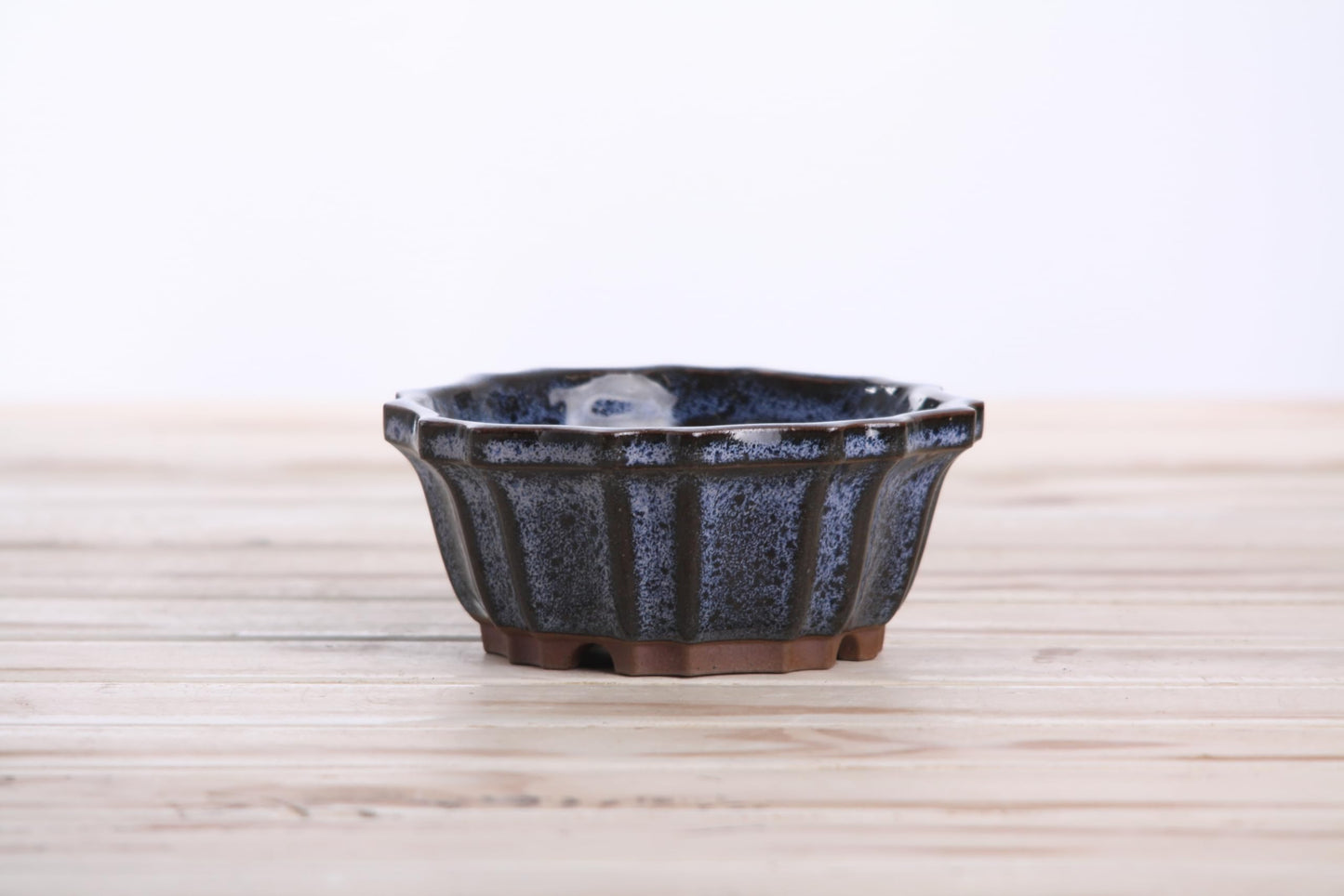 Willow Bonsai Ceramics Flower Design Bonsai Pot, 4.5inch Diameter, Plant Container, Succulant Pot, High Fired Ceramic Stoneware, Frost Proof, Handmade (Denim)