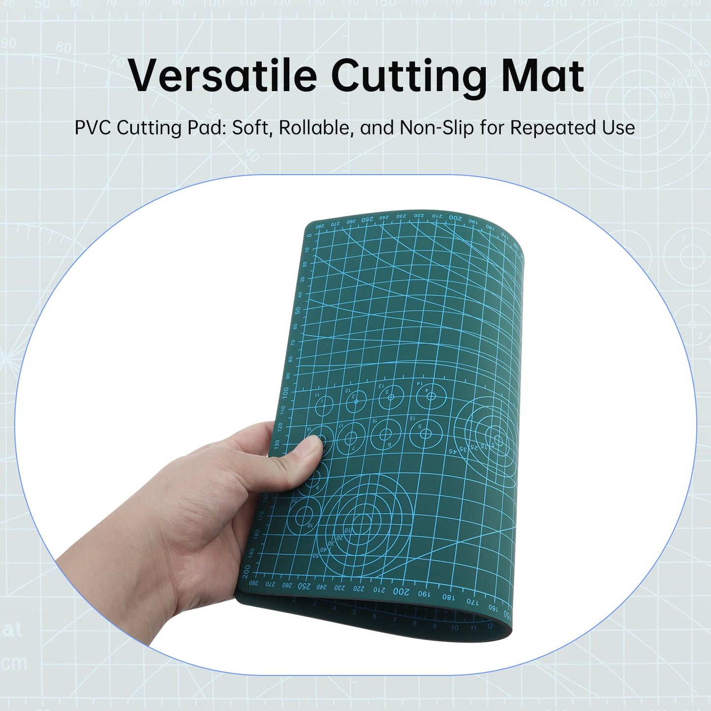 Smgda Rotary Cutter Set, 45mm Fabric Cutter, A4 Cutting Mat 11.8x8.6inch, Dual Scale Quilting Ruler and Craft Knife Set, Ideal for Crafting, Sewing, Scrapbooking, Patchworking