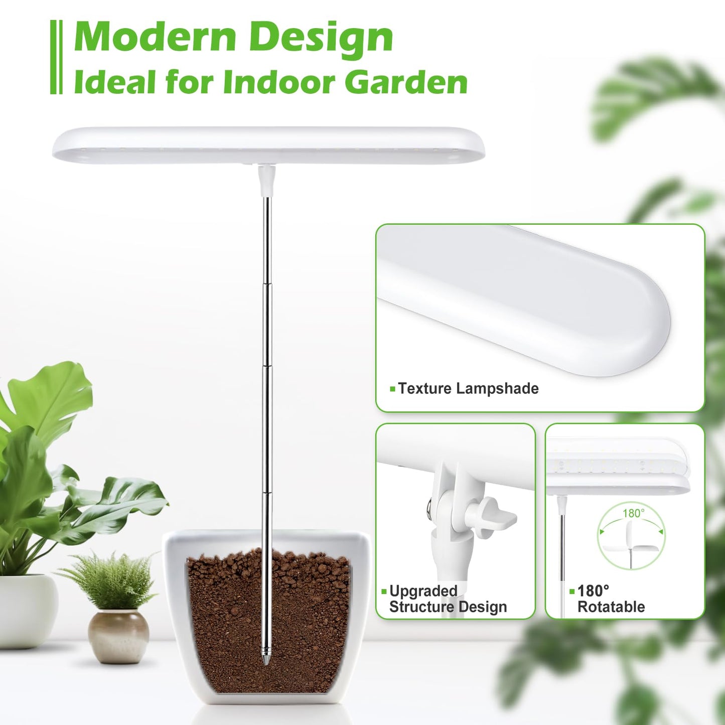 FOXGARDEN Grow Light, Full Spectrum LED Grow Lamp, Plant Lights for Indoor，Auto Timer 4/8/12H, 4 Dimmable, Height Adjustable 8.5"-24", Growing Lights