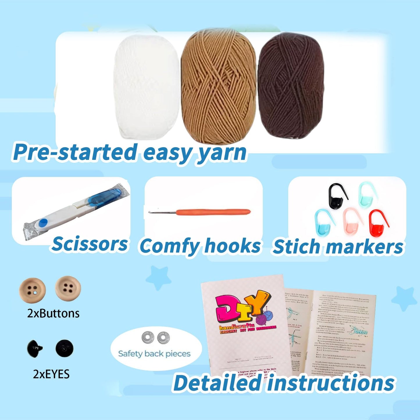 JXINLODGEG Crochet Kit for Beginners, Duck Animal Crochet Kits for Starters with Step-by-Step PDF File Tutorials, Crocheting Kit for Adults DIY Art Craft Knitting Starter with Hooks