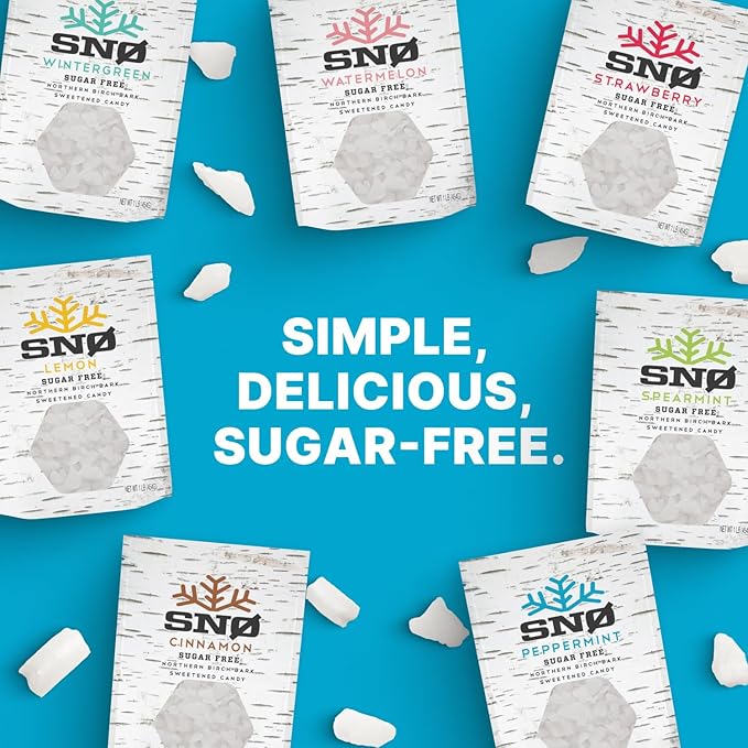 Peppermint KETO Xylitol Candy Chips (6-Pack) - SNØ 1.5oz Tin - Sugar-Free Candy With Only 2 Ingredients | Low Carbs, Diabetic-Friendly, Non-GMO, Vegan, GF & Kosher | Purest candy in the world