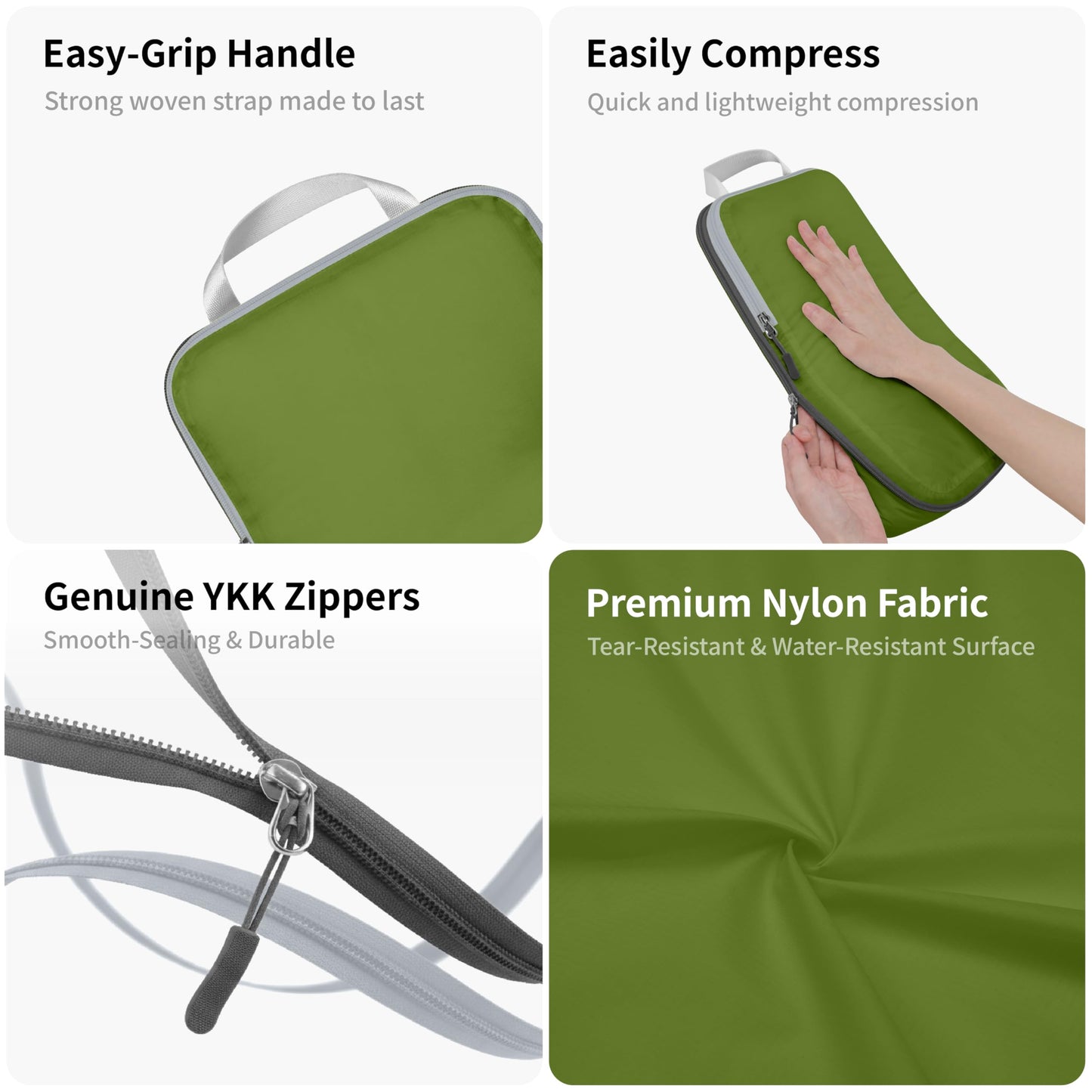 Cipway - 5 Set Compression Packing Cubes for Travel, Ultralight Packing Organizers for Luggage Suitcase & Backpack (Green), L