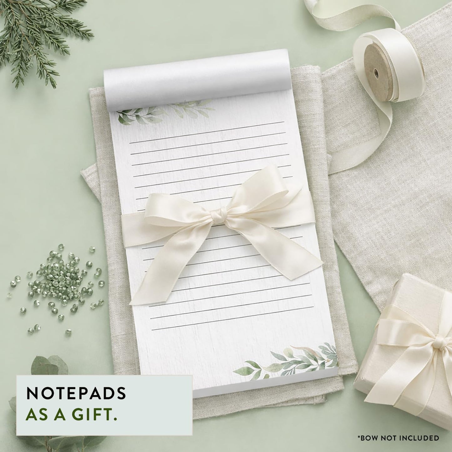 Dashleigh Farmhouse Notepad 5x8 Lined, 100 Sheets Rustic Sage Greenery Writing Pad with Tear Off Pages, Thick Paper Desk Notepad for Office and Home - To Do List Pad, Gift for Women, Kitchen Memo Pad
