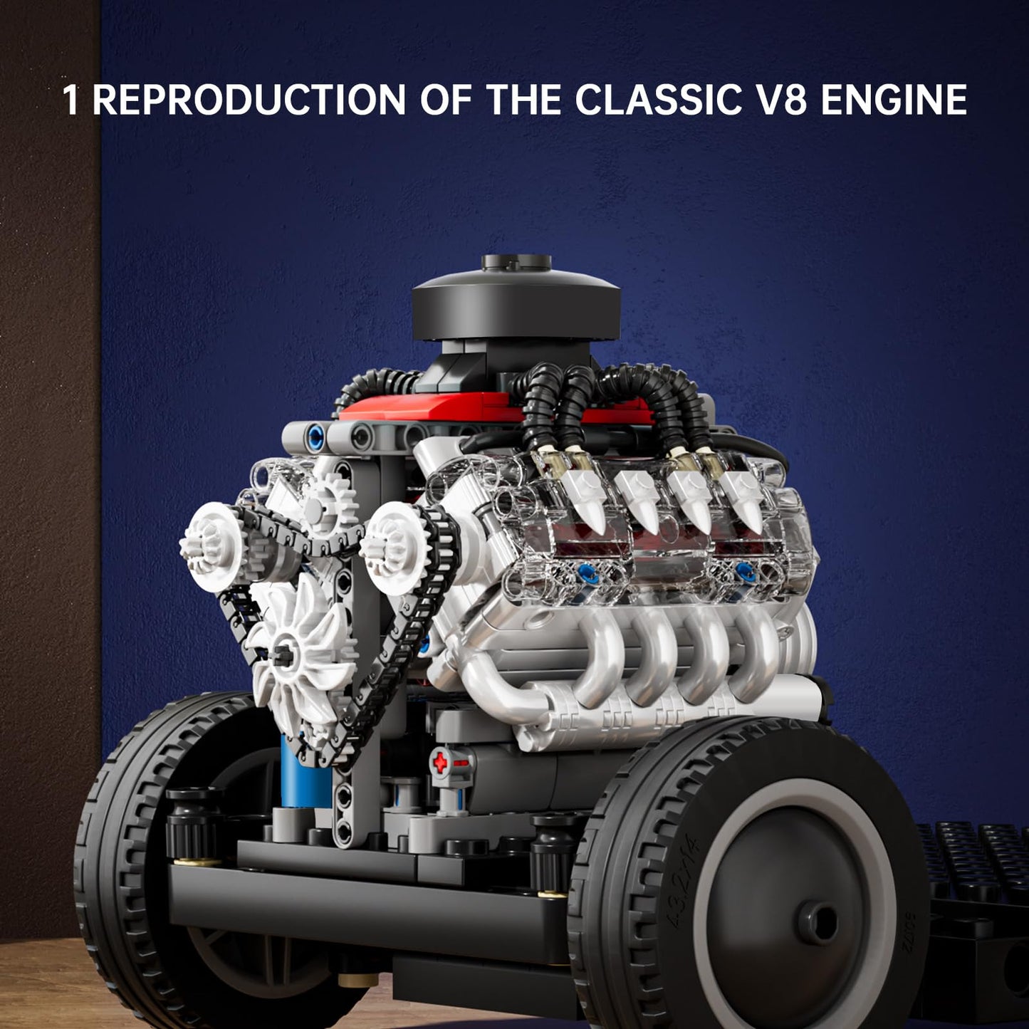 Mould King Mini V8 Engine Kits That Runs, Build Your Own Visible Car Motor, Physical Science Experiment Models for Teens, Best STEM Toy Gifts for 14+ and Adult 10171 (487 Pcs)