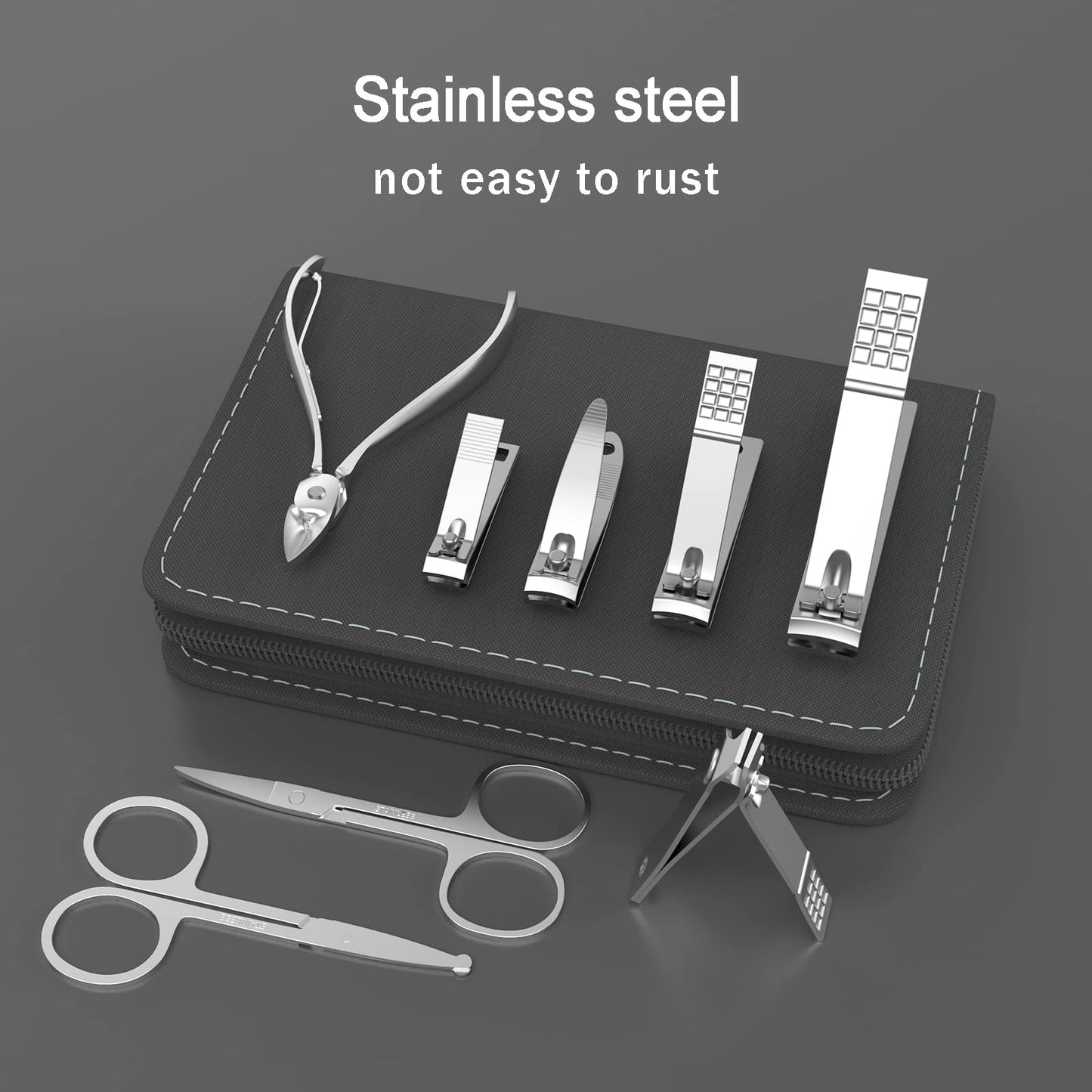 Cater Manicure Nail Clippers Kit - 31Pc Stainless Steel Nail Grooming Set with Luxurious Travel Case (Black)