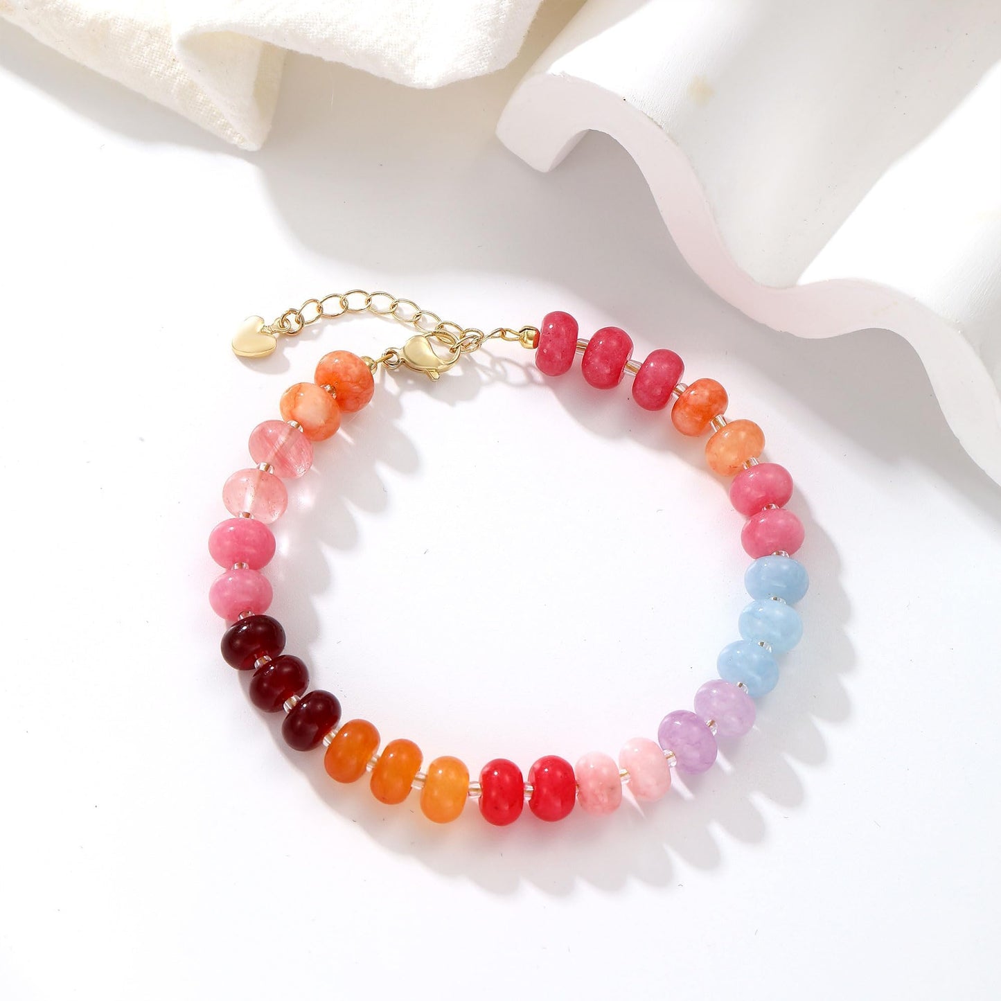 chorfla Colorful Natural Stone Beaded Bracelets for Women, Boho Handmade Gemstone Bracelet, Adjustable Summer Beach Jewelry