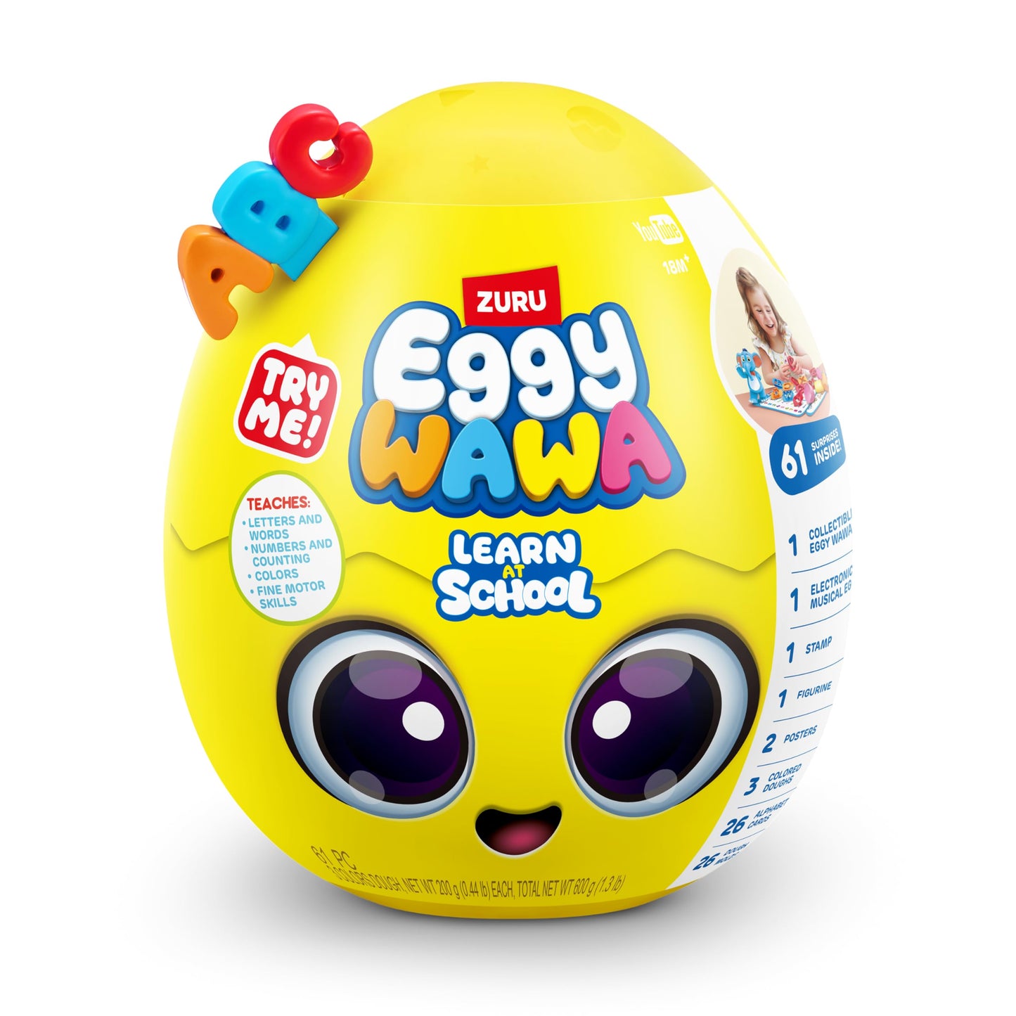 Eggy Wawa Learn at School by ZURU, Pre-K Interactive Baby and Toddler Learning Toy with Music, Letters, Numbers