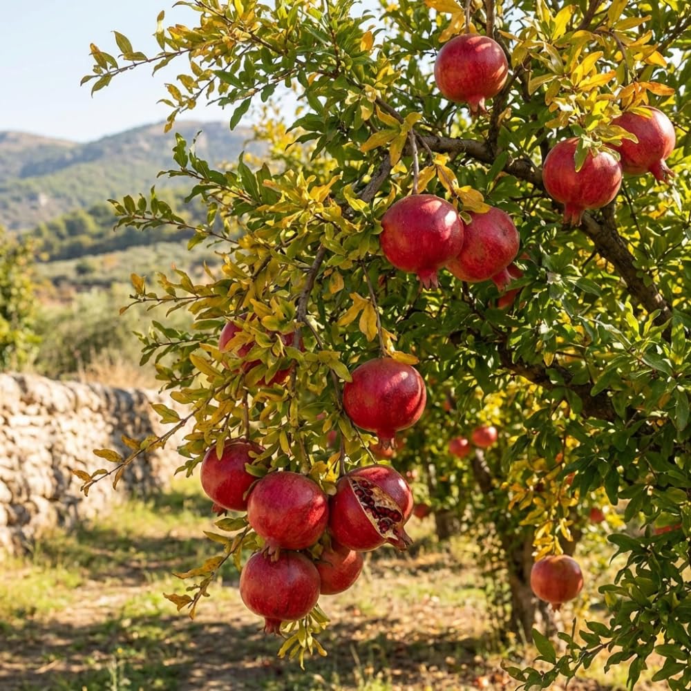 Wonderful Pomegranate Live Plant, Sweet Pomegranate Seedlings from 4 to 6 Inches Tall, Red Fruit Tree for Patios and Gardens
