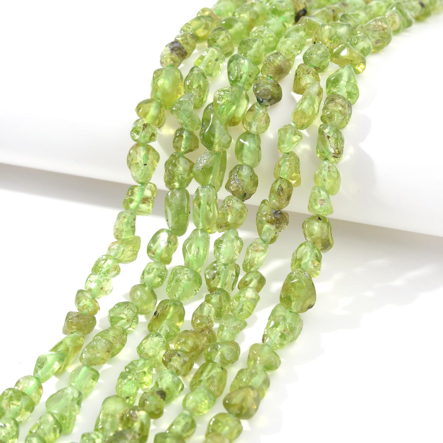 jodaying 6-8mm Natural Green Peridot Nuggets Oval Free Tumbled Pebble Semi Precious Gemstone Loose Stone Beads Approx 15.5 inch for DIY Jewelry Making