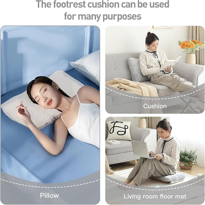 LITA Folding Footrest Stool, Portable Ottoman Foot Rest, Upholstered Small Foldable Ottoman Stool with Detachable Thick Cotton Cushion Padded Sofa Stool for Living Room, Bedroom, Plush Grey