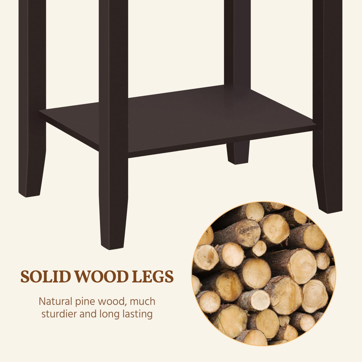 Yaheetech End Table Sofa Side Table with Open Shelf and Solid Wood Legs, Plant/Telephone Stand for Living Room, Couch, Office, Small Spaces, L15xW12xH29 Inch, Dark Coffee