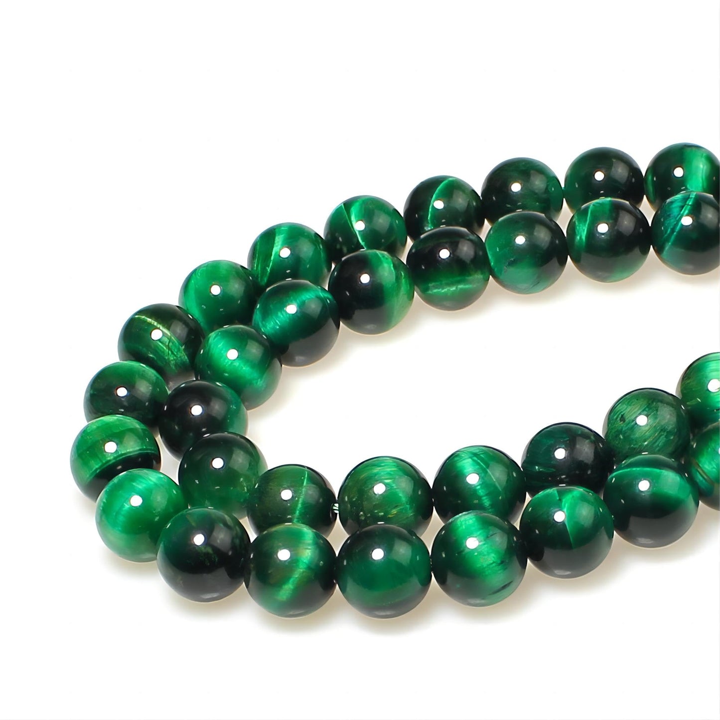 MJDCB Stone Beads 8mm 43pcs Round Green Tiger's Eye Loose Gemstone Bead Charms for Jewelry Making Bracelet Necklace Earring Pendant