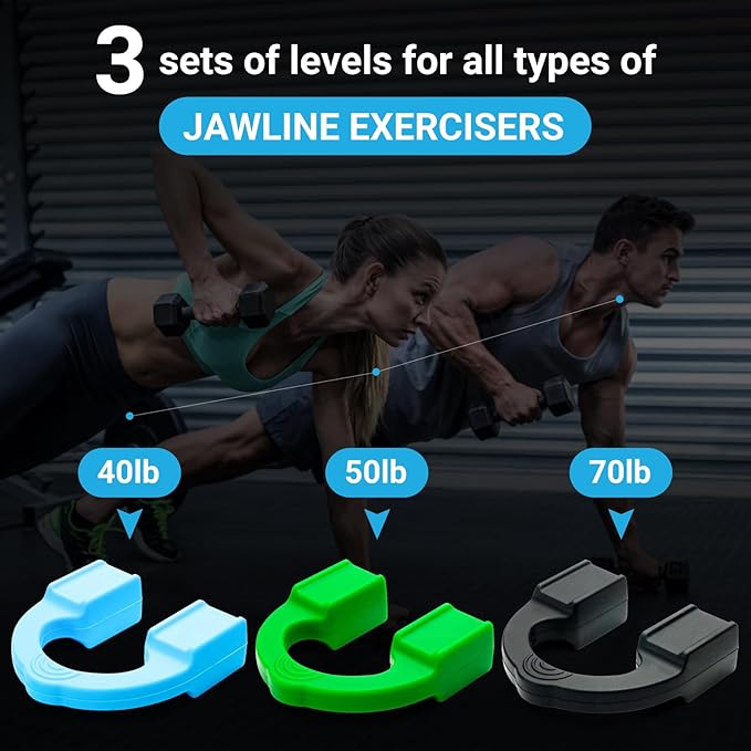 Jawline Exerciser by Tilcare - Jaw Exerciser for Men and Women that helps to workout your Jaw, Neck and tone your face with exercise - Face Slimmer that will chisel your Jawline - Beginner Level 40lb