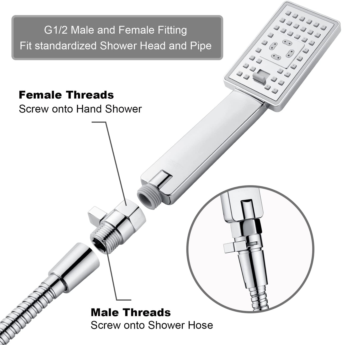BRIGHT SHOWERS Water Flow Control Valve, Brass Shower Water Valve with Handle Lever, Flow Regulator Water-Saver Volume, Chrome