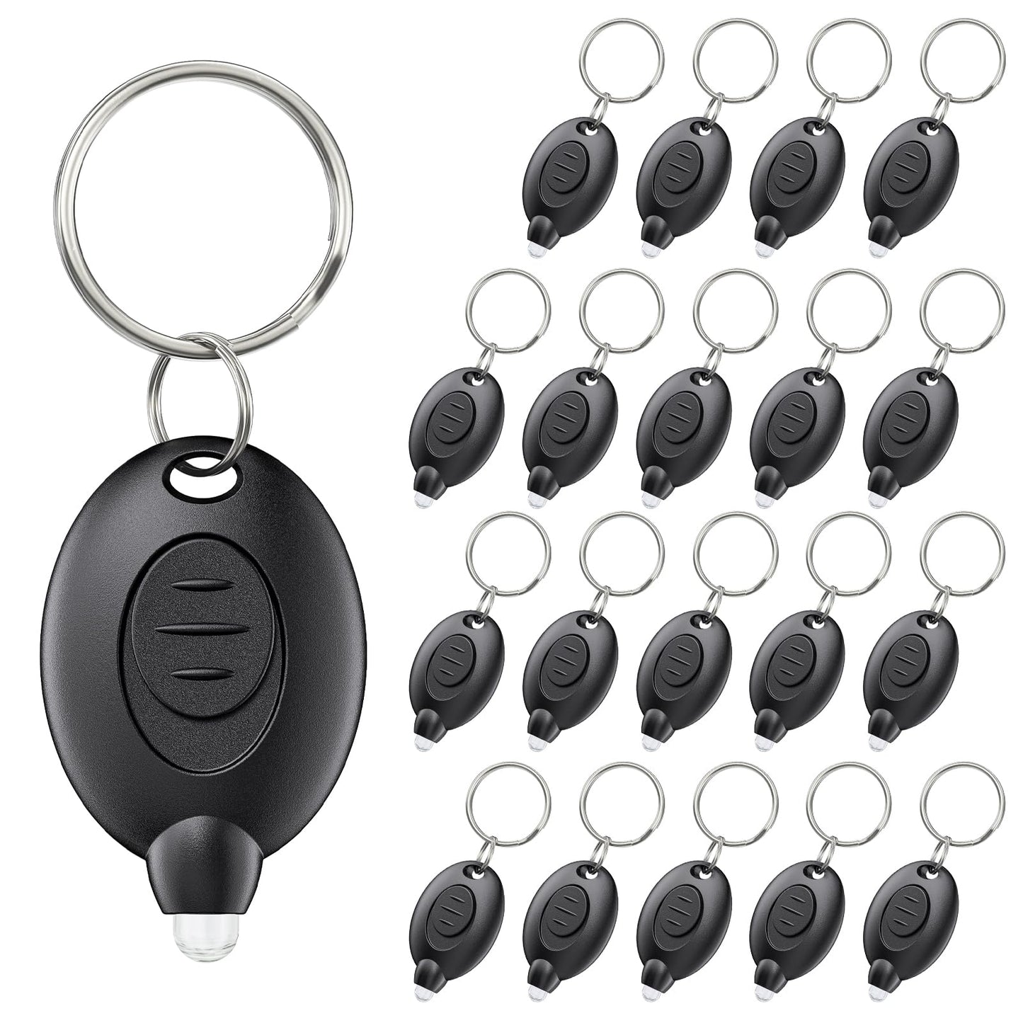 Uniclife 20 Pack LED Keychain Flashlight Mini LED Keychain Light 12 Lumen Portable Ultra Bright Battery Powered Key Ring Torch for Outdoor Camping Hiking and Emergency Lighting, Black
