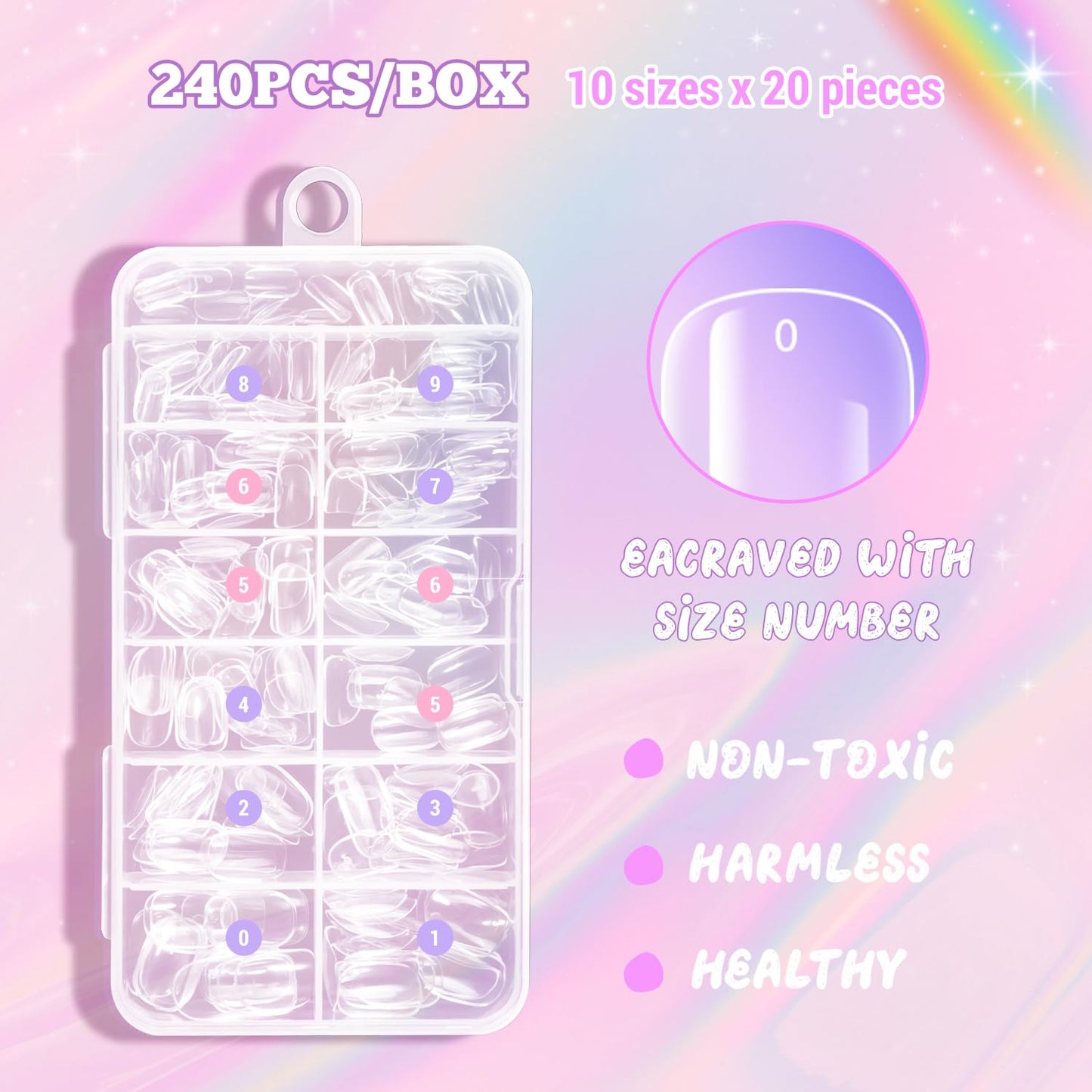 krofaue Parent-Child Nail Tips Kit:120PCS Short French Nail + 240pcs Kids Short Oval Clear Nail Tips for DIY Home Manicure Mother Daughter Bonding Time
